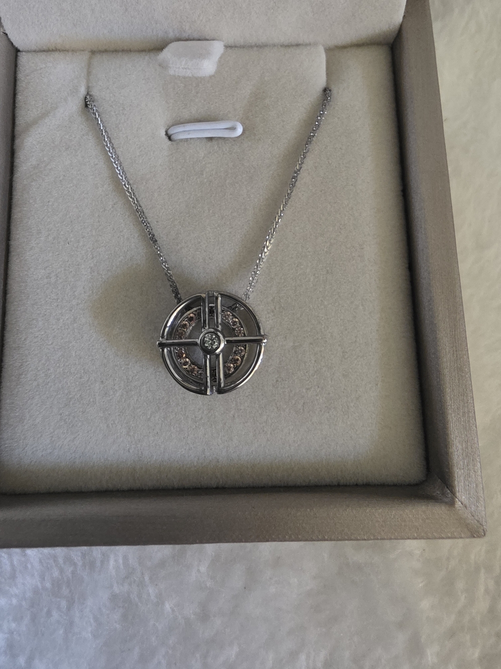 Unmarked Silver-Tone Target Cross Medallion Necklace